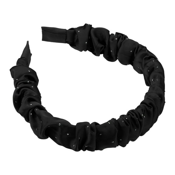 Unique Bargains 1 Pcs Solid Color Pleated Headband Women Hairband Hair Hoop for All Hair Black