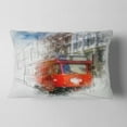 thumbnail image 2 of Designart Red Trolley Car Watercolor Sketch - Cityscape Throw Pillow - 12x20, 2 of 5