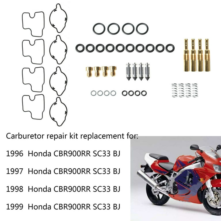 4 Pack Carburetor Repair Kit Rebuild Set Replacement for 1996 1999 Honda CBR900RR SC33 BJ CBR 900 RR Walmart