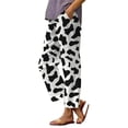 thumbnail image 3 of Women's Casual Pants Women'S Summer Pocket Flower Flower Casual Loose Comfortable Cotton Linen Casual Pants,Black Women's Casual Pants XL, 3 of 3