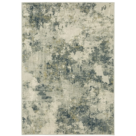 Oriental Weavers Branson Area Rug - BR12A - 5'3" x 7'3" - in Beige/ Teal - Modern Style, Stain Resistant, Family and Pet Friendly , Bedroom, Office Rug