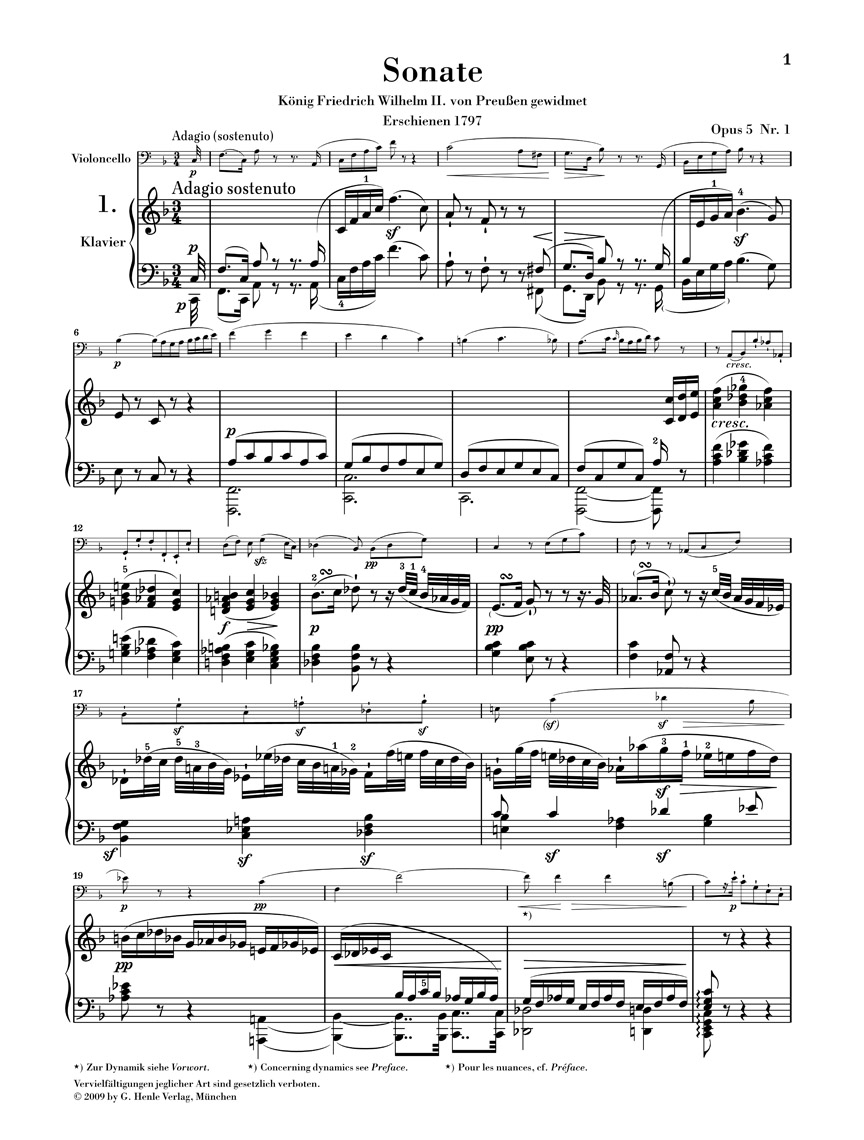 G. Henle Verlag Sonatas for Piano And Violoncello By Beethoven
