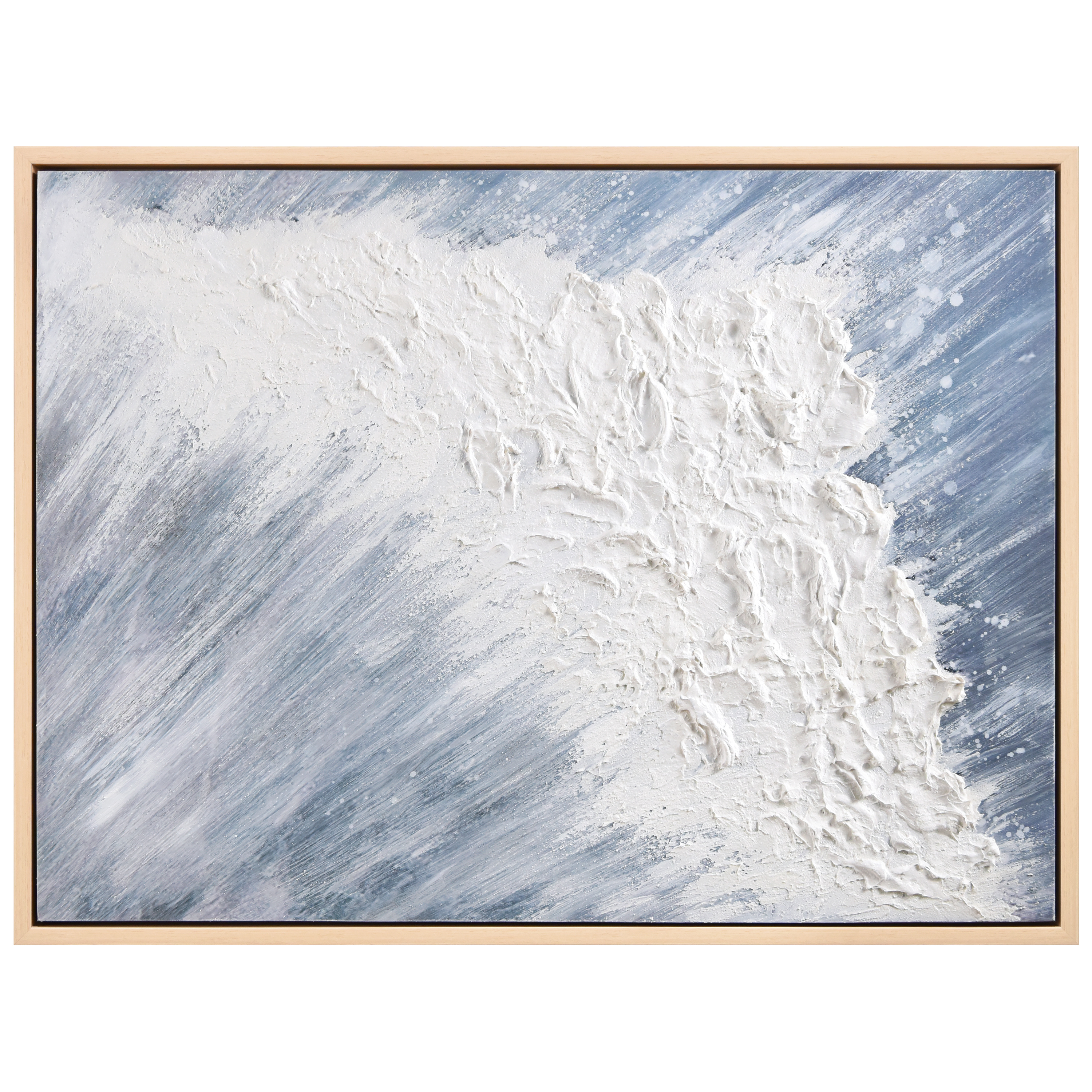 Aqua Splash Heavily Textured Hand Painted Framed Canvas Wall Art