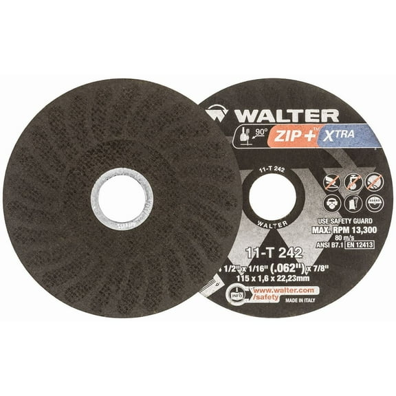 Walter 11T242 4-1/2x1/16x7/8 ZIP  XTRA Heavy Duty Cut-Off Wheels Type 1 Grit A36, 25 pack