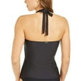 thumbnail image 3 of DKNY SWIM Women's Black Stretch REMOVABLE CUPS Twist Front Halter Tankini Swimsuit Top S, 3 of 3