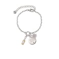 thumbnail image 2 of Delight Jewelry Two-tone Champagne Bottle Silvertone Discover Dream Explore Zoey Charm Bracelet, 6.5+2" Extender, 2 of 4