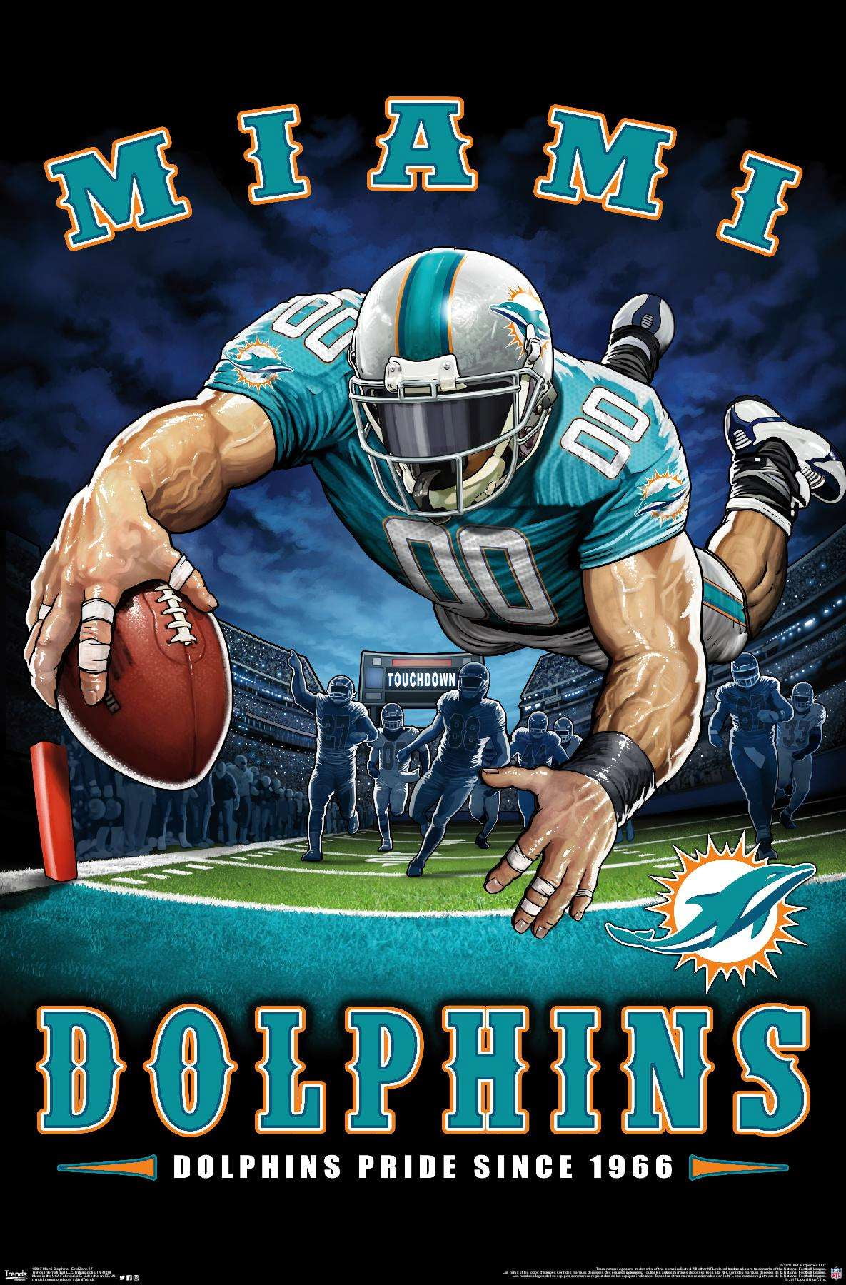 Trends International Printed Miami Dolphins Posters, 14.72" x 22.37