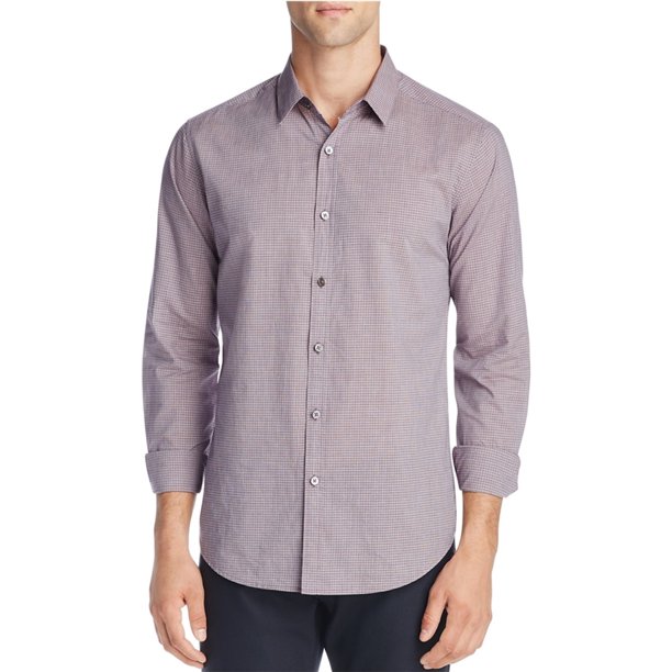 Theory - Camisa a cuadros para hombre, color rojo, mediano Theory Botones al frente