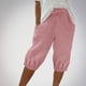 thumbnail image 1 of Puntoco Pantalones cortos de algodón para mujer, moda de verano para mujer, pantalones cortos casuales sólidos con cintura elástica, bolsillos, pantalones cortos de media pierna, 1 of 5