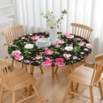thumbnail image 3 of Pioneer Flower Floral Print Pattern Round Fitted Tablecloth with Elastic Edge,Dining Table Cover Waterproof,Outdoor Round Tablecloth for Camping,Dining,Indoor and Outdoor, 3 of 7