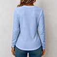 thumbnail image 4 of Dwellite Women Long Sleeve Sweater Waffle Oversized Pullover Tops Casual Loose Henley Blouses for Fall Winter Light Blue L, 4 of 8