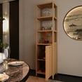 thumbnail image 5 of Storage Tall Slim Cabinet with Shutter Door and 3 Tier Shelves, Freestanding Linen Tower Cabinet for Living Room, Kitchen, Bathroom Organizer, Natural Bamboo, 5 of 8