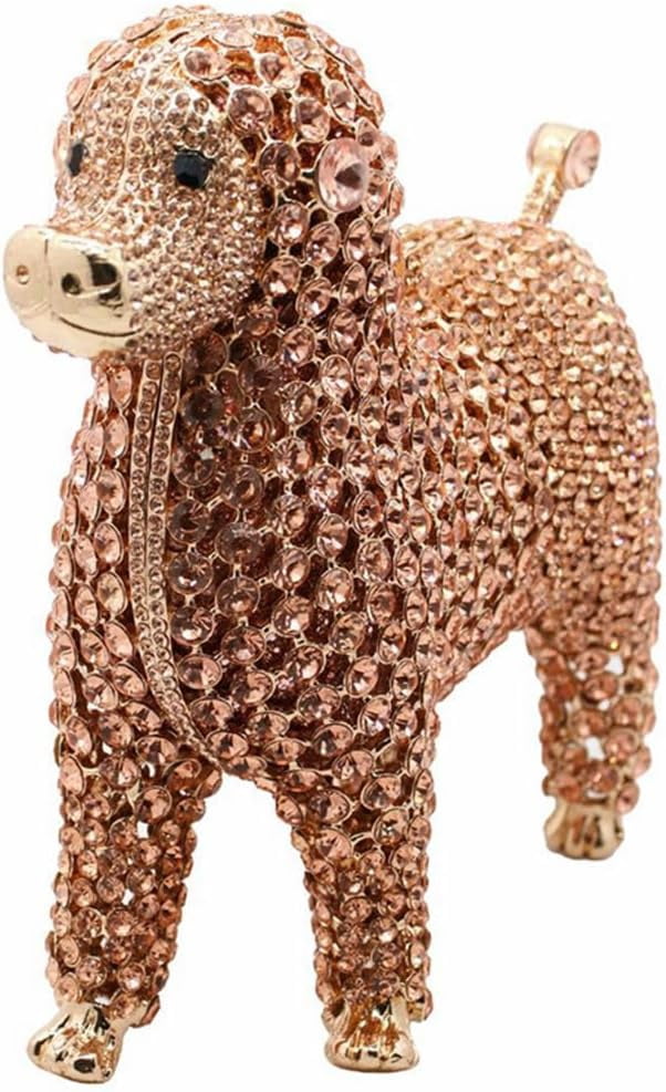 Baguery Luxury Poodle Rhinestone Clutch Purse for Women, Sparkling Crystal Evening Bag Wedding Party Phone-Friendly Animal Purse