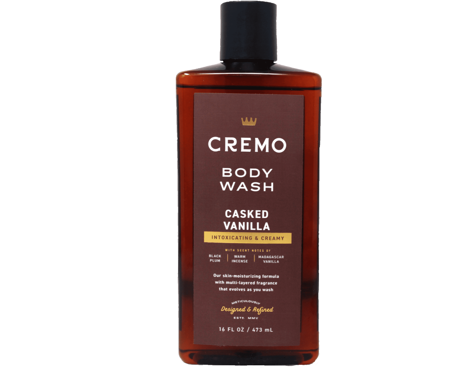 Cremo Casked Vanilla Body Wash for Men, Rich-Lathering Shower Gel, Black Plum, Warm Incense & Madagascar Vanilla Scent, 16 fl oz Pack of 6