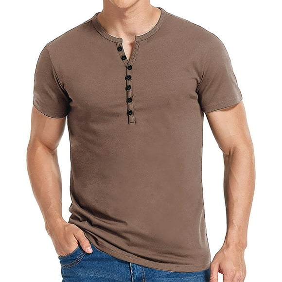 Waiimak Men'S Plus Size Shirts Solid Color Short Sleeve T-Shirts Button-Up Shirts