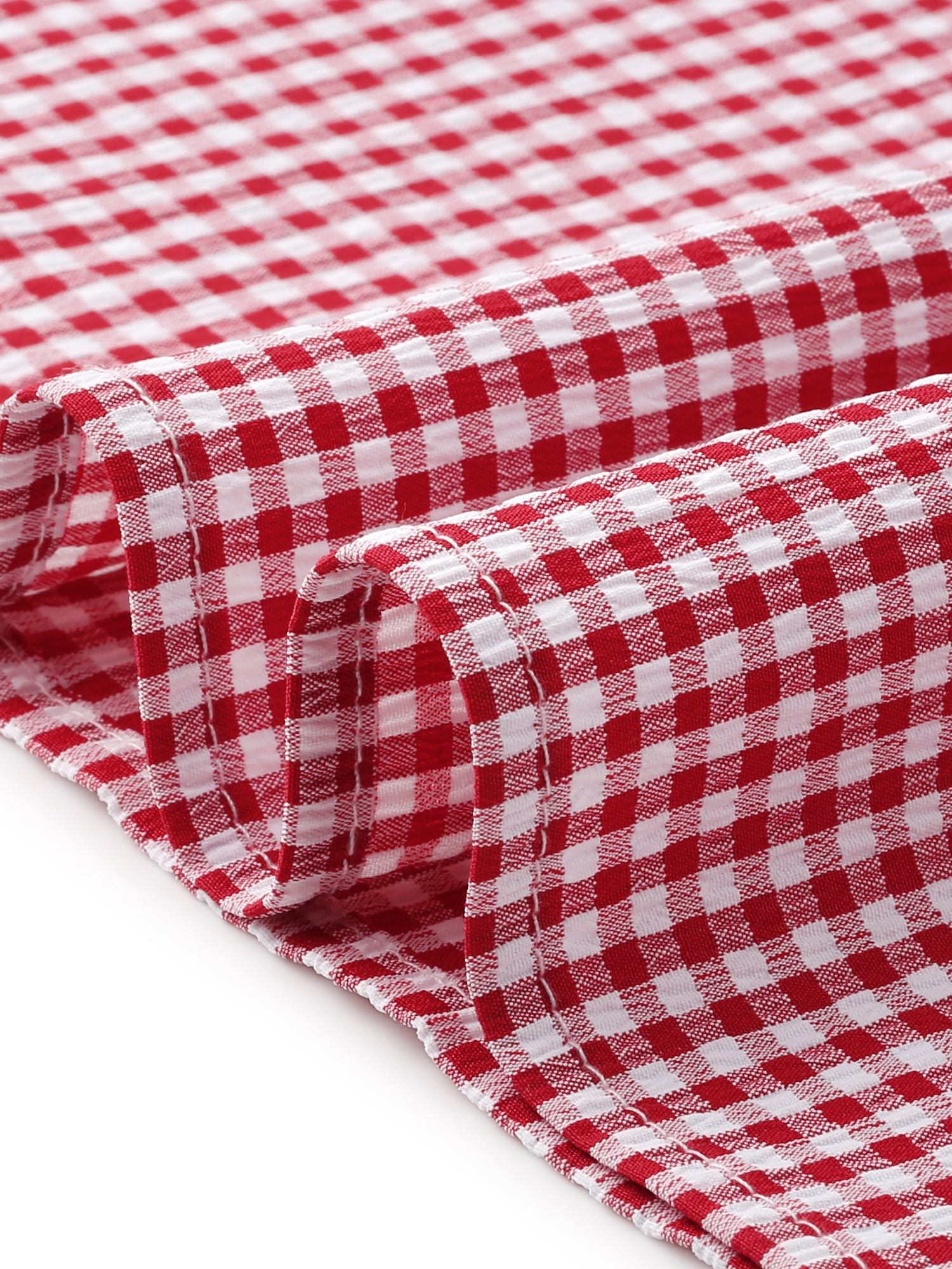 DARING DIVA Women's Gingham Short Sleeve V-Neck Midi Flowy Tie Front Dress S Dark Red