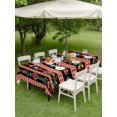 thumbnail image 3 of Outdoor Tablecloth with Umbrella Hole and Zipper, Merry Christmas Rectangle Table Cloth 60x102 Inch Waterproof Tablecloth, Poinsettia Flower Xmas Star Bell Snowflake Picnic Table Cover for Patio, 3 of 7