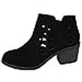 thumbnail image 3 of Soda Girl's Triangle Cutout Side Chunky Stacked Heel Ankle Boot (Black, numeric_2), 3 of 4