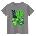 thumbnail image 3 of Kids St Patricks Day Shirts Boys Girls Irish Graphic Shamrock Shirts Cute Short Sleeve Clover Tees Tops Loose Fit Summer St Patrick's Day T-Shirts,Gray 9-10 Years, 3 of 4