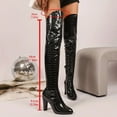 thumbnail image 3 of Pandaie Womens Thigh High Boots Chunky High Heel Over the Knee Long Boots Ponited Toe Leather Sexy Fall Boot for Date Party Club Black 6.5, 3 of 9