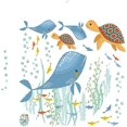 thumbnail image 1 of Pegatinas para asiento de inodoro bajo el mar ballena tortuga pez mar vista al mar PVC pegatina de pared decoración calcomanías arte mural para baño habitación de niños refrigerador, 1 of 5