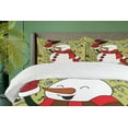 thumbnail image 3 of Ambesonne Christmas Duvet Cover Sets, Smiling Snowman and Items, 2-Queen, Avocado Green and Multicolor, 3 of 6