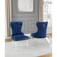 thumbnail image 2 of Maklaine Velvet Navy Blue Side Chairs Rectangular Silver Nailhead Trim 25" L x 22" W x 39" H Unassembled, 2 of 9