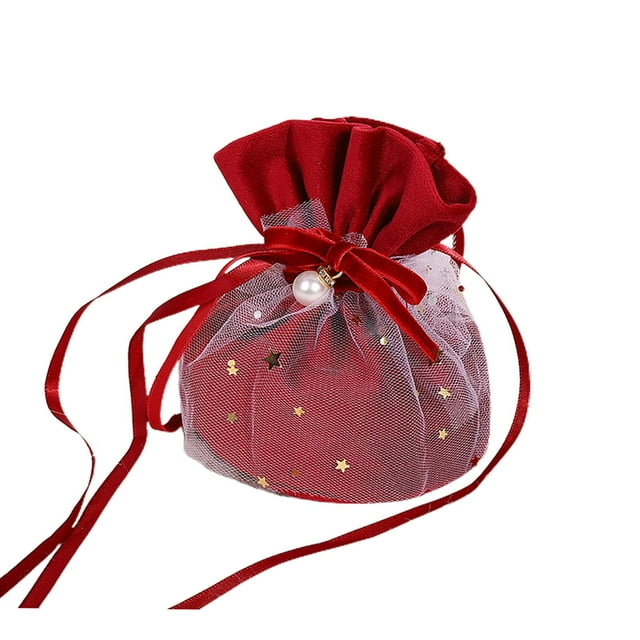veasfak Candy Bag Chinese Wedding Chic Drawstring Pouch for Prom Gift Party Supplies Red