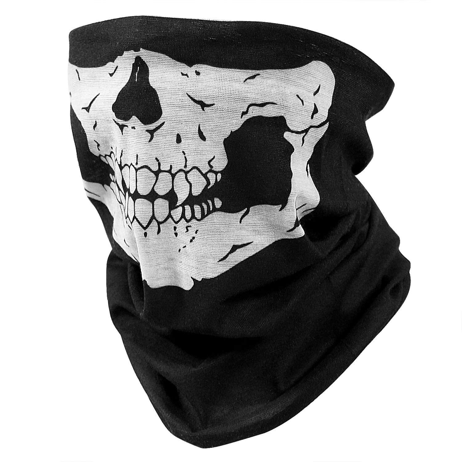 Face Shield Seamless Skull Face Tube Mask-Neck Gaiter-Half Skull Face Mask Bandana-Wind Protection Skeleton Mask