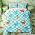thumbnail image 2 of Manfei Dino Wildlife Plaid Twin Quilt Set,Kawaii Animals Egg Twin Coverlet Set,Blue White,2pcs,1 Bedspread and 1 Pillowcase, 2 of 7