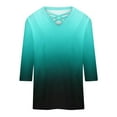 thumbnail image 5 of BADHUB Women's Casual Tops Plus Size Gradient Shirts Criss Cross V Neck Tunic T-Shirt Summer 3/4 Lenght Sleeve Blouses 2024 Fashion Clothes for Women, 5 of 5