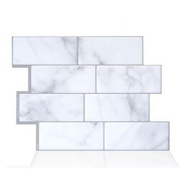 SMART TILES Peel and Stick Backsplash Tiles - 4 Sheets of 12in x 9in - 3D Adhesive Peel and Stick Tile Backsplash for Kitchen, Bathroom, Wall Tiles