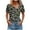 Army Green, variant on Boho Floral Tops for Women Cute Summer Short Sleeve Asymmetric Button V Neck Collared Business Work T-Shirts Dressy Casual Tunic Blouse Silver L