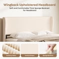 thumbnail image 4 of Bestier Queen Size Corduroy Bed Frame with Wingback Headboard, Upholstered Platform Bed with Wood Slats, No Box Spring Needed, Beige, 4 of 10