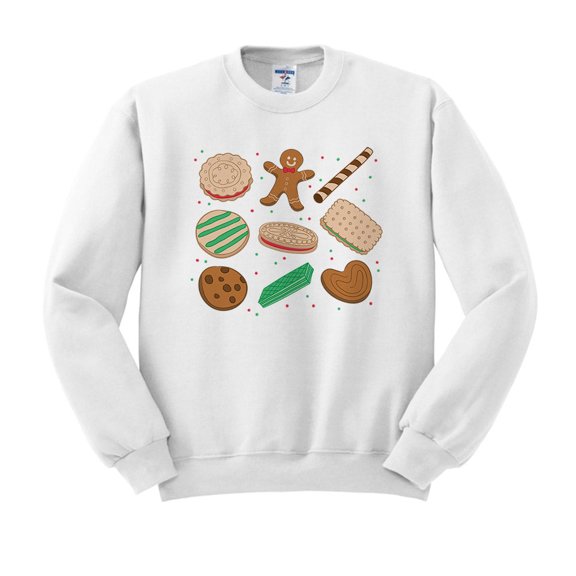 Christmas Cookie Grid Sweatshirt Unisex Large White