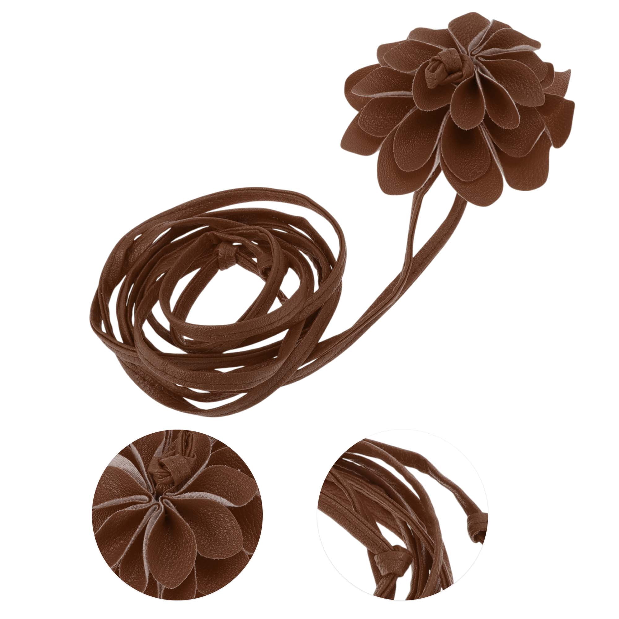Unique Bargains Versatile Long Adjustable Waist Belt for Women Brown
