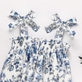 thumbnail image 3 of ZEHJUHAN Baby Girl's Sleeveless Ruffle Print Bow Strap Romper, Lace Trim Jumpsuit with Snap Closure Blue flowers，6-9M, 3 of 7