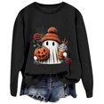 thumbnail image 4 of Women Cute Ghost Pumpkin Rose Graphic Crewneck Sweatshirt Halloween Pullover Top for Holiday, 4 of 5