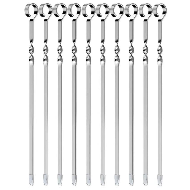 Pincho de Acero Inoxidable BronchLux 10 pzas 38cm Gris Acero Inoxidable Pincho Asador.