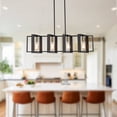 thumbnail image 4 of Briignite Rectangle Kitchen Island Lighting Fixture,4-Light Chandeliers,Black Gold Iron Pendant Light for Foyer Hallway Dining Room, 4 of 5