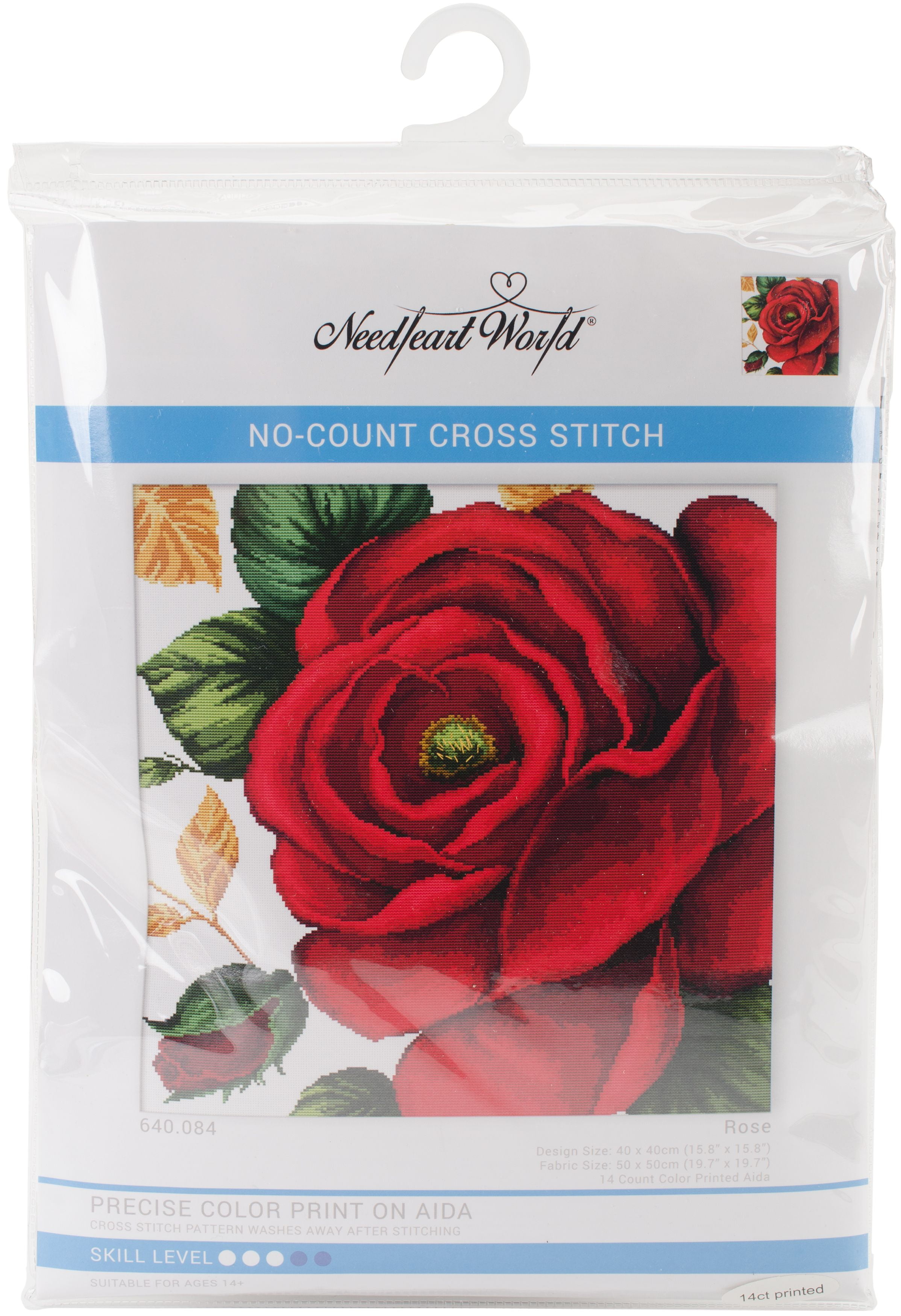 Needleart World No Count Printed Cross Stitch Kit 20"X20"-Rose