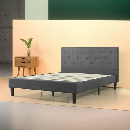 Zinus Shalini Upholstered Diamond Stitched Platform Bed with Slat Support, Multiple (Best Upholstered Bed Frame)
