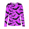 thumbnail image 3 of Chandails à Capuchon Mode pour Femmes 2023 Classique Imprimé d'Halloween Col Rond Manches Longues Chandail Ample Hauts Rabais de 50 % Liquidation Costumes d'Halloween/Noël, 3 of 4