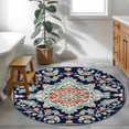thumbnail image 5 of Bohemia Floral Washable Round Area Rug 3 ft, Vintage Boho Ethnic Farmhouse Flower Pattern , Soft Non Slip Rugs Stain Repellent Indoor Felt Carpet for Living Dining Room Bedroom Home Office, 5 of 9