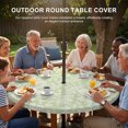 thumbnail image 3 of Round Outdoor Tablecloth with Umbrella Hole and Zipper, Botanical Rose Bud Tablecloth with Elastic Waterproof, Vintage Mint Green Floral Leaves Farmhouse Patio Table Covers for 55" - 60" Pool Tables, 3 of 9