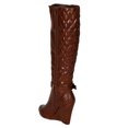 thumbnail image 3 of Nature Breeze Bella-02 New Women PU Almond Toe Quilt Strap Knee High Wedge Boot, 3 of 5