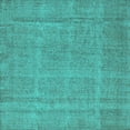 thumbnail image 1 of Ahgly Company Indoor Square Oriental Turquoise Blue Industrial Area Rugs, 4' Square, 1 of 4