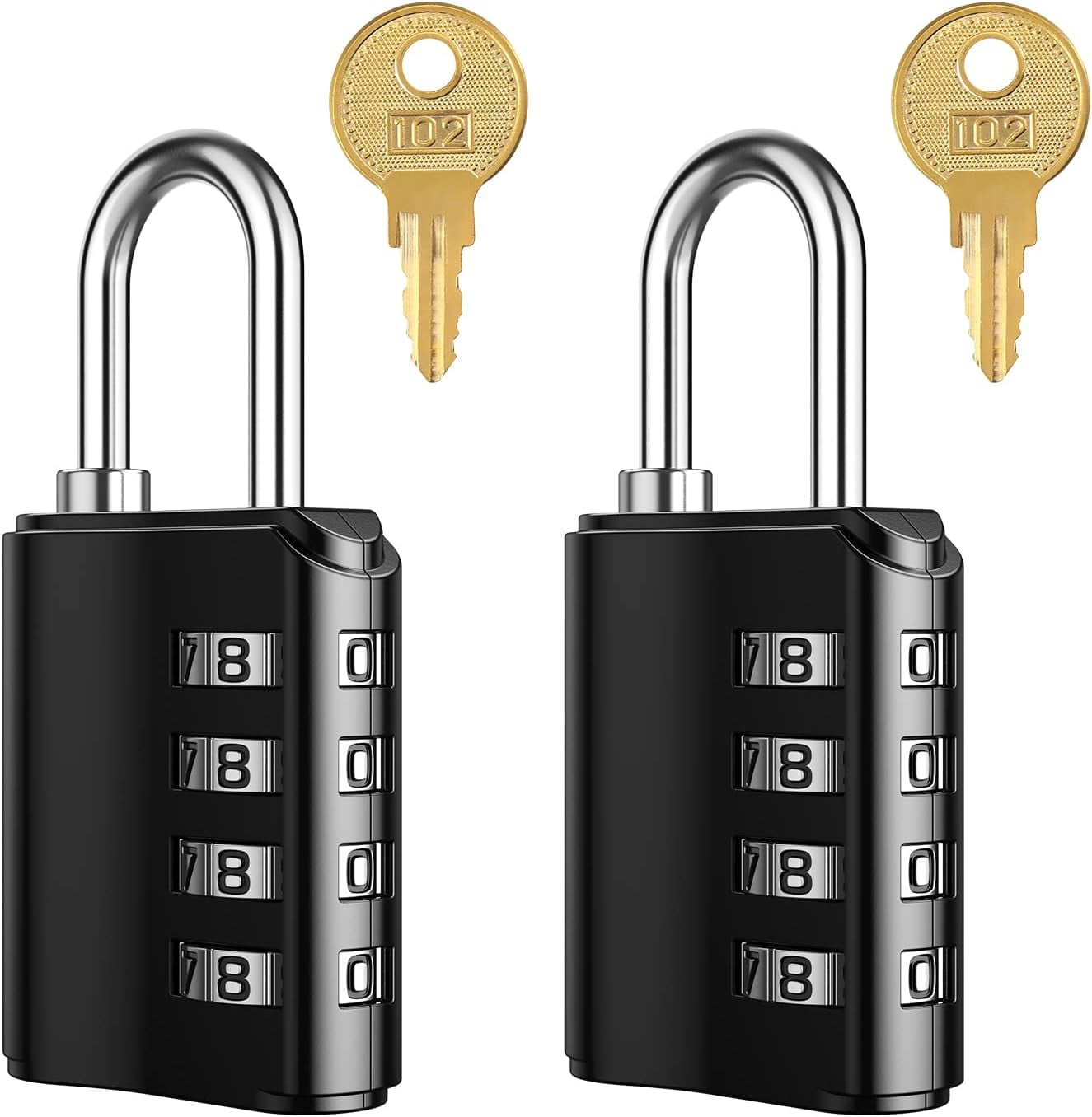 Combination Padlock with Key, Outdoor Combination Lock, 4 Digit Gym