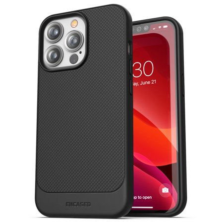 Encased Thin Armor Designed for iPhone 13 Pro Case, Slim Fit Flexible Grip Cover (Black)