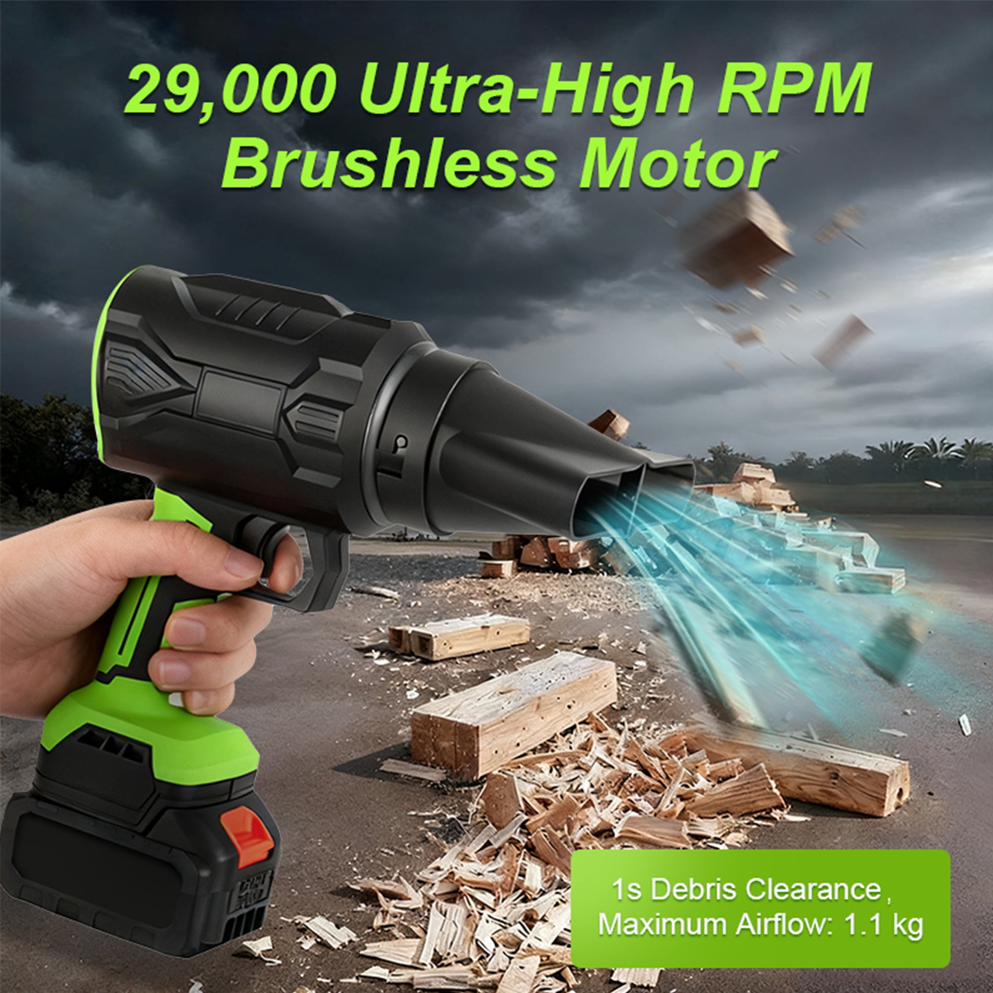 3 in 1 Leaf Blower Cordless with 2 * 3Ah Battery and Charger, 3 Speed Mode, Lightweight, 21V Battery Powered Electric Handheld Blower for Lawn Care, Blowing Leaves, Patio Cleaning, Dust, Snow